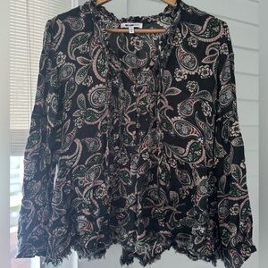 William Rast Black and Pink Paisley Blouse